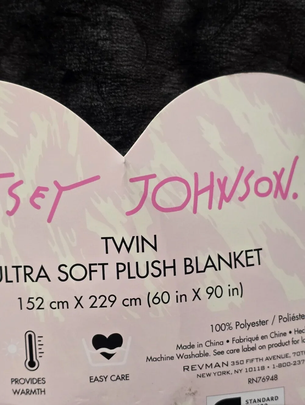 Betsey Johnson Leopord Print Plush Twin Throw Blanket- Black